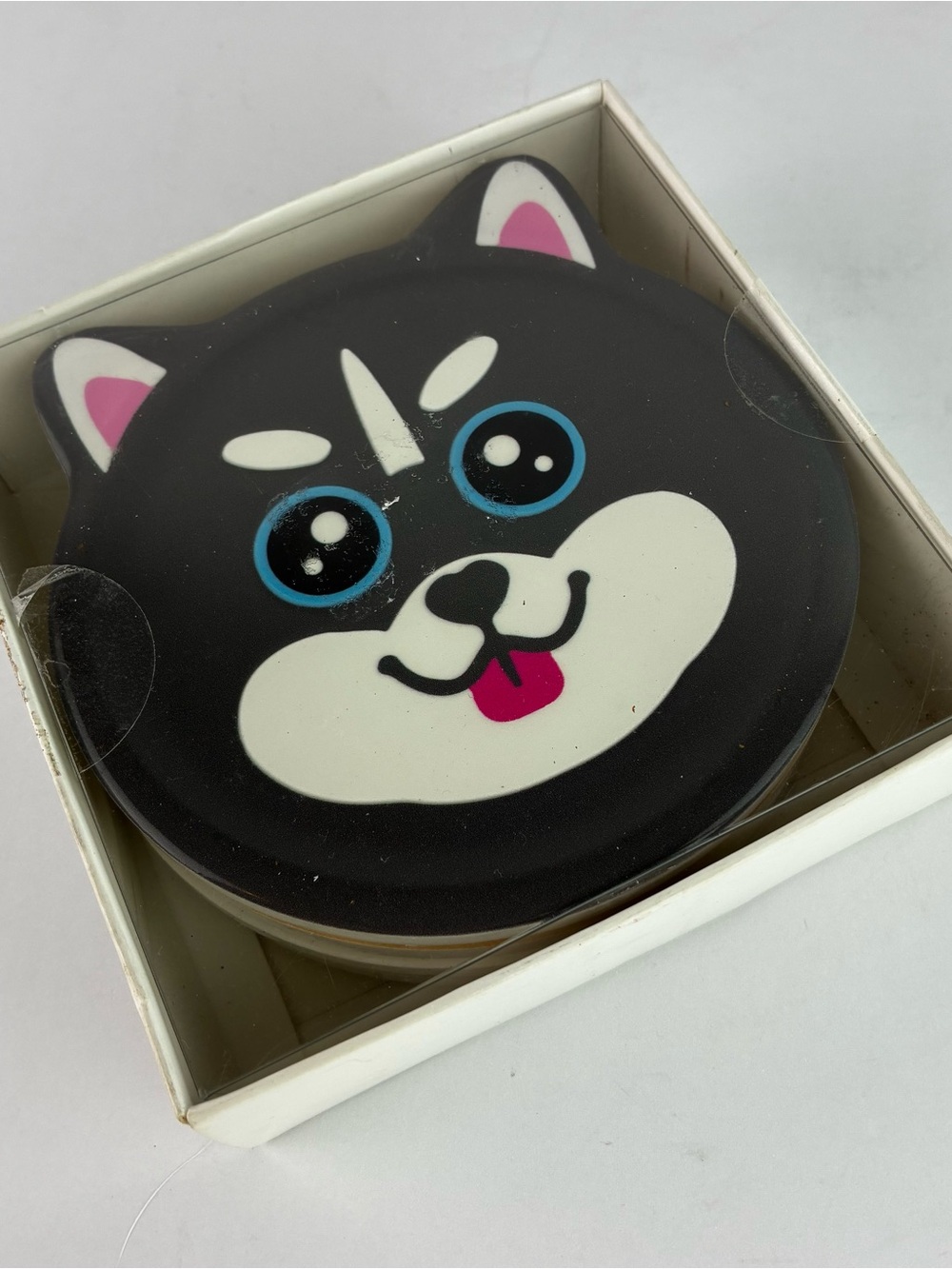 Cat Theme Stoneware Set of 4 Coasters NIB